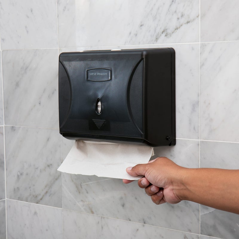 Mind Reader Paper Towel Dispenser, Tri-Fold Towel Holder, Restroom, Wall Mount, Bathroom, 10.25"L x 3.75"W x 8"H, Black - Image 2
